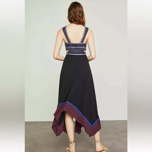 BCBG MaxAzria Boho Sleeveless Embroidered Cut Out Handkerchief Dress 0 - Picture 3 of 13